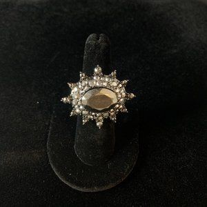 Gunmetal, Silver Tone, Sun, Stretch Ring